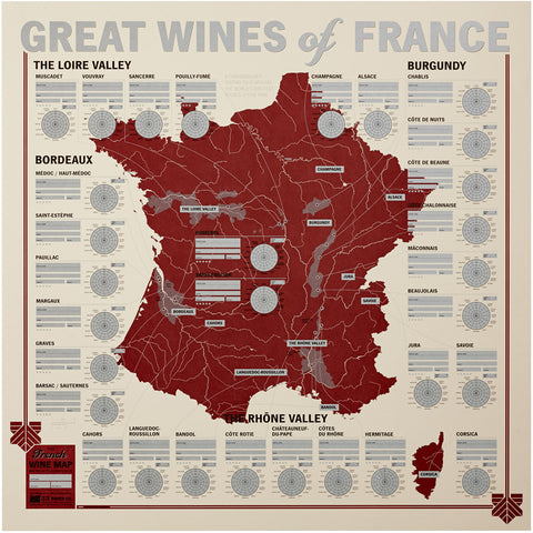 Great Wines of France: Unique Wine Tasting Map