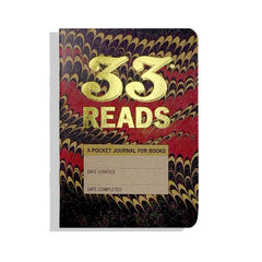 Book journal 33 Reads in a red combed marble cover