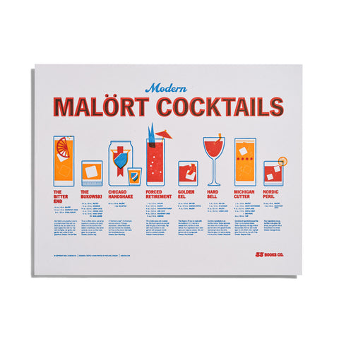 Modern Malort Cocktails Letterpress Print
