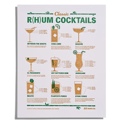 Rum Cocktails Letterpress Print