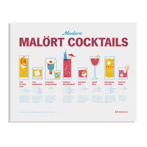 Modern Malort Cocktails Letterpress Print