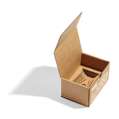 A custom-contoured insert cradles the mug during shipping to prevent breakage.