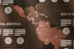 40 countries producing specialty coffee are shown on the map, with an area to record a coffee's flavor, roaster and more.