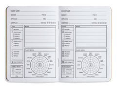 Spread showing interior of 33 Ciders tasting journal